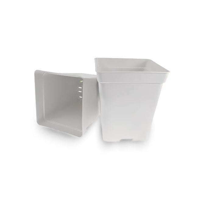 Blumentopf aus Kunststoff, viereckig weiß 20x20x23 cm - 5,7 l - Growshop360