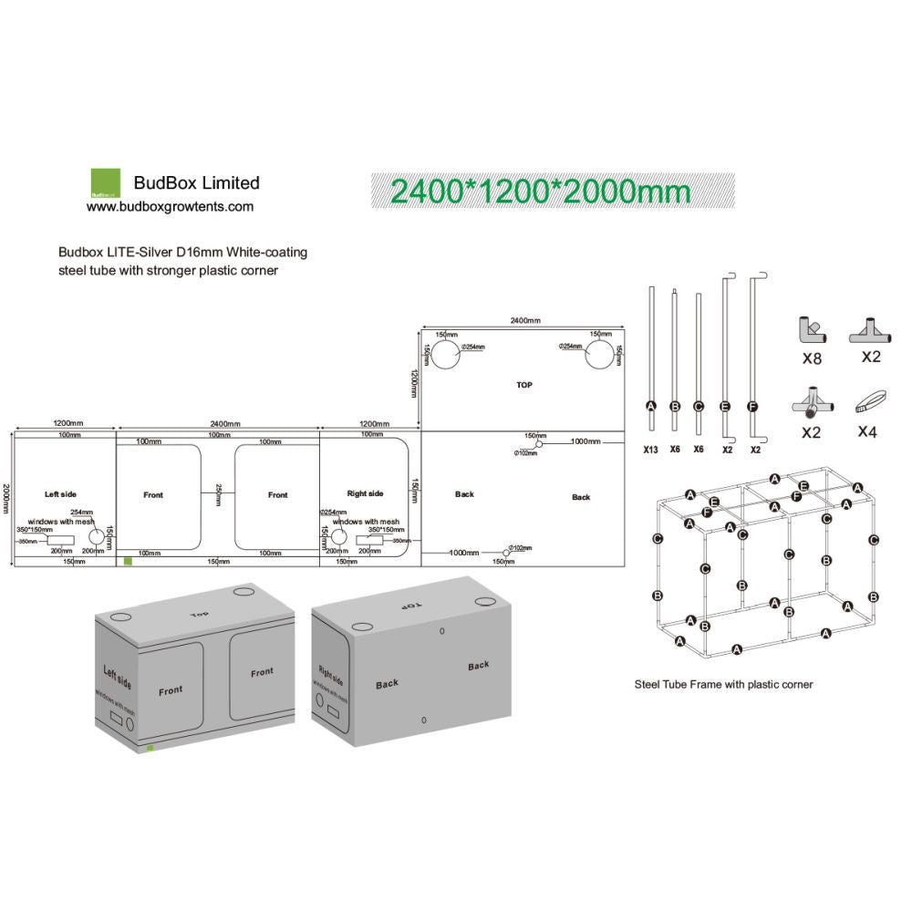BudBox LITE 120x240x200 cm - Growshop360