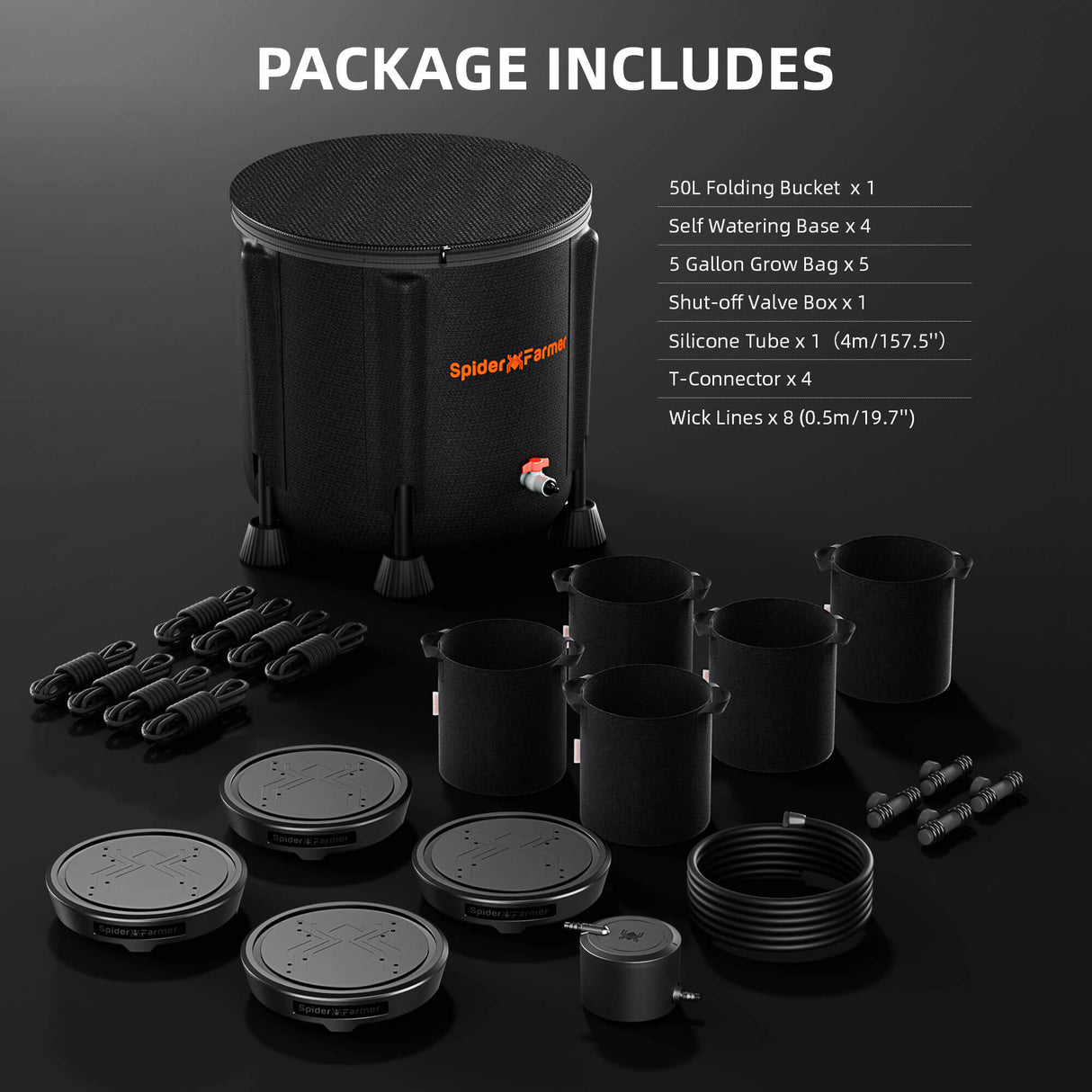 Spider Farmer® 4 Pack Self-Watering System Kits for Grow Tents and Greenhouses