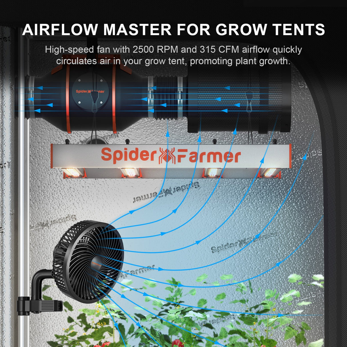 Spider Farmer® 6-inch clip fan for grow tents