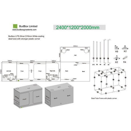 BudBox LITE 120x240x200 cm - Growshop360