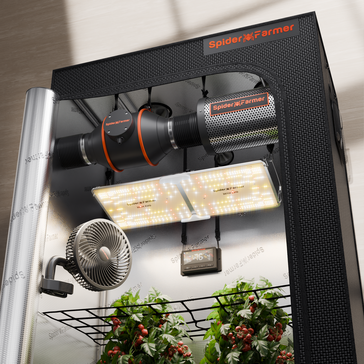 Spider Farmer® 120x60x180 cm Complete Grow Tent Kit with SF2000 301H EVO Full Spectrum LED Plant Lamp