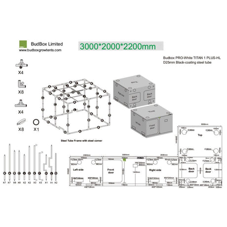 BudBox Silver PRO Titan I+ HL 200x300x220 cm - Growshop360