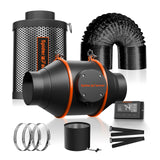 Spider Farmer® 4 Inch Inline Fan 205CFM Exhaust Fan Carbon Filter & Ducting Kits