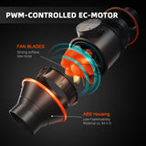 Spider Farmer 4-inch Inline Duct Fan with Speed ​​Controller, Exhaust Fan 205 CFM