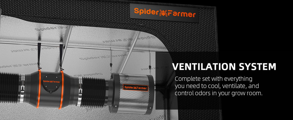 Spider Farmer® 6-Inch Inline Duct Fan Kits with Temperature and Humidity Control – 402CFM