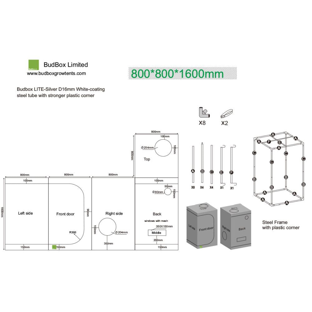 BudBox LITE 80x80x160 cm - Growshop360
