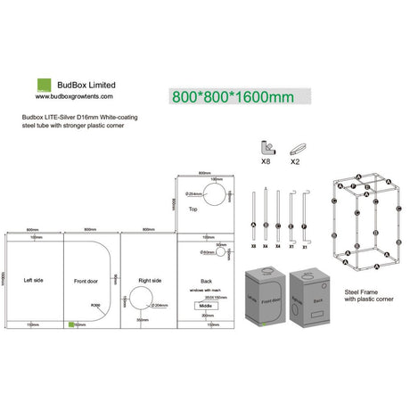 BudBox LITE 80x80x160 cm - Growshop360