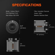 Spider Farmer 6-inch inline fan with air carbon filter and ventilation ducting combination and speed controller
