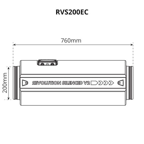 Abluftsystem Revolution Silenced V2 EC Vector 200 mm, 1345 m3/Std - Growshop360