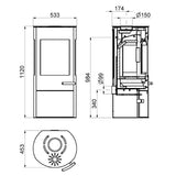 Haas+Sohn Vitus.L Kaminofen 6,5 kW rundes Design drei Sichtscheiben 2