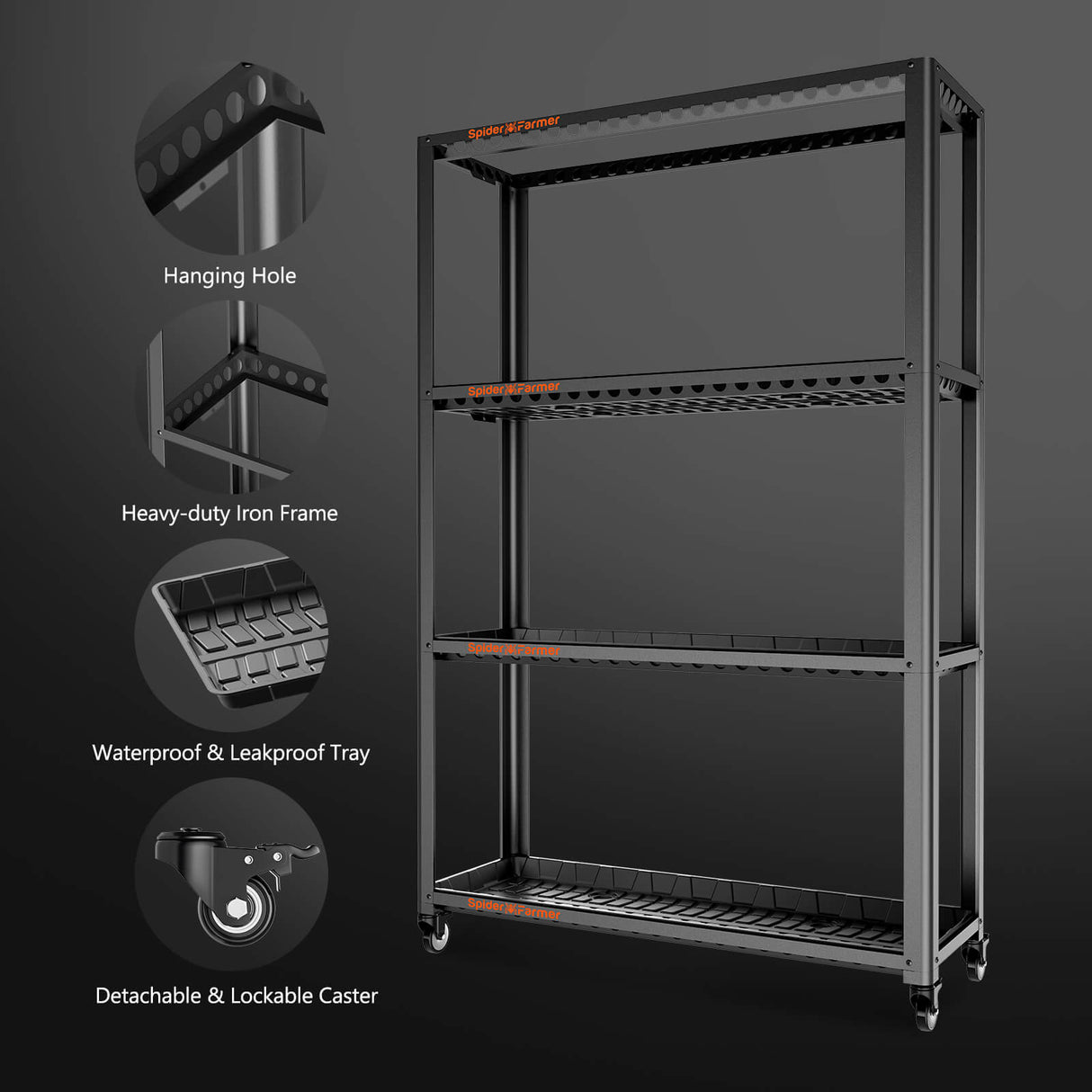Spider Farmer 3-Tier Metal Plant Stand with Plant Shelves