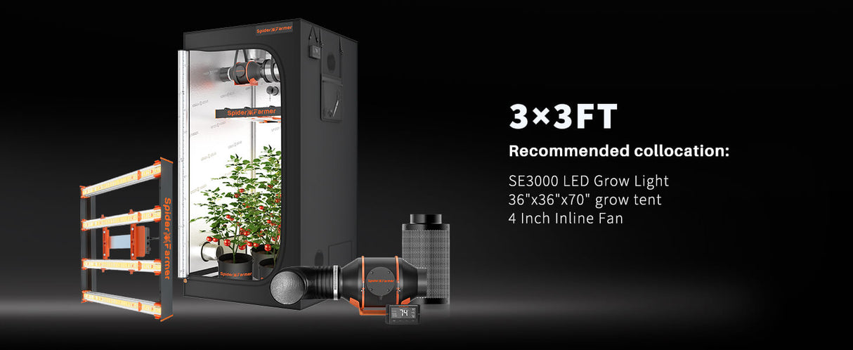 Spider Farmer® 90x90x180cm Indoor Grow Tent – ​​1680D High Reflective Grow Box
