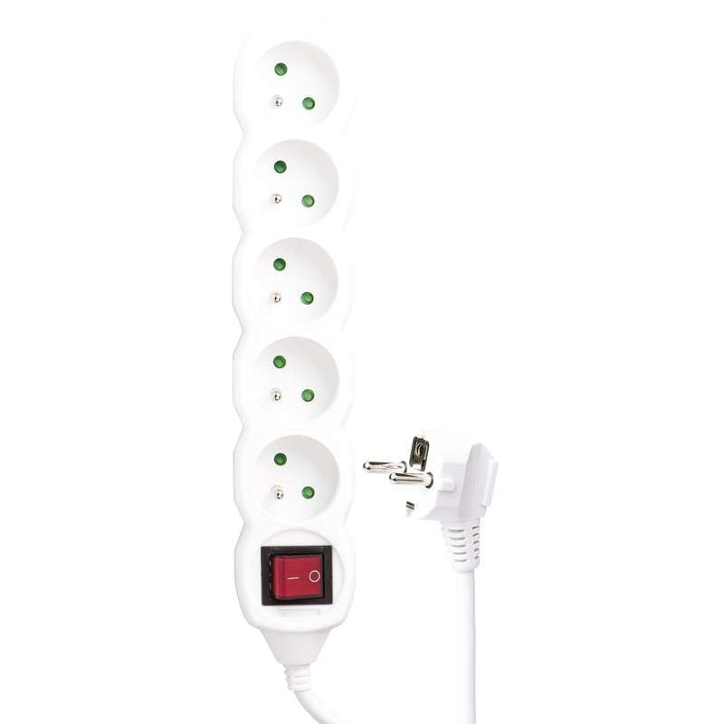 Verlängerungskabel mit Schalter für 5 Steckdosen, 3 m, 3x 1,5 mm - Growshop360