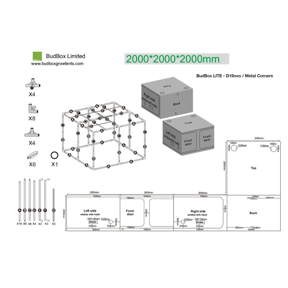 BudBox LITE-M 200x200x200 cm - Growshop360