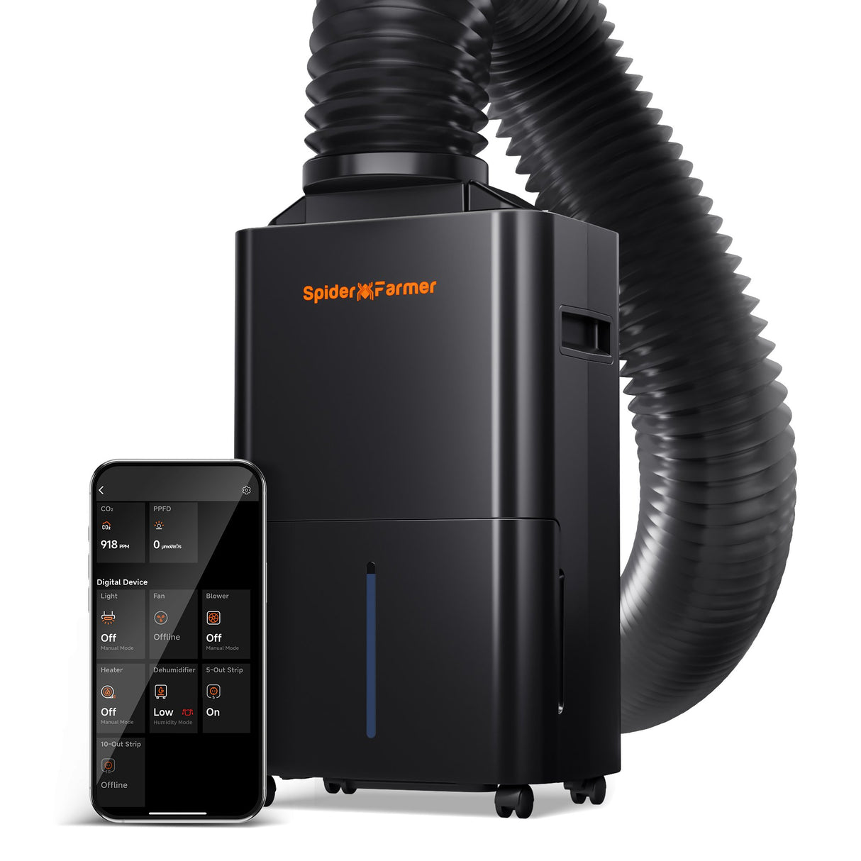 Spider Farmer 32-Pint Dehumidifier (2025) – Smart Control with RJ12 &amp; Drain Hose – for Grow Tent &amp; Grow Room