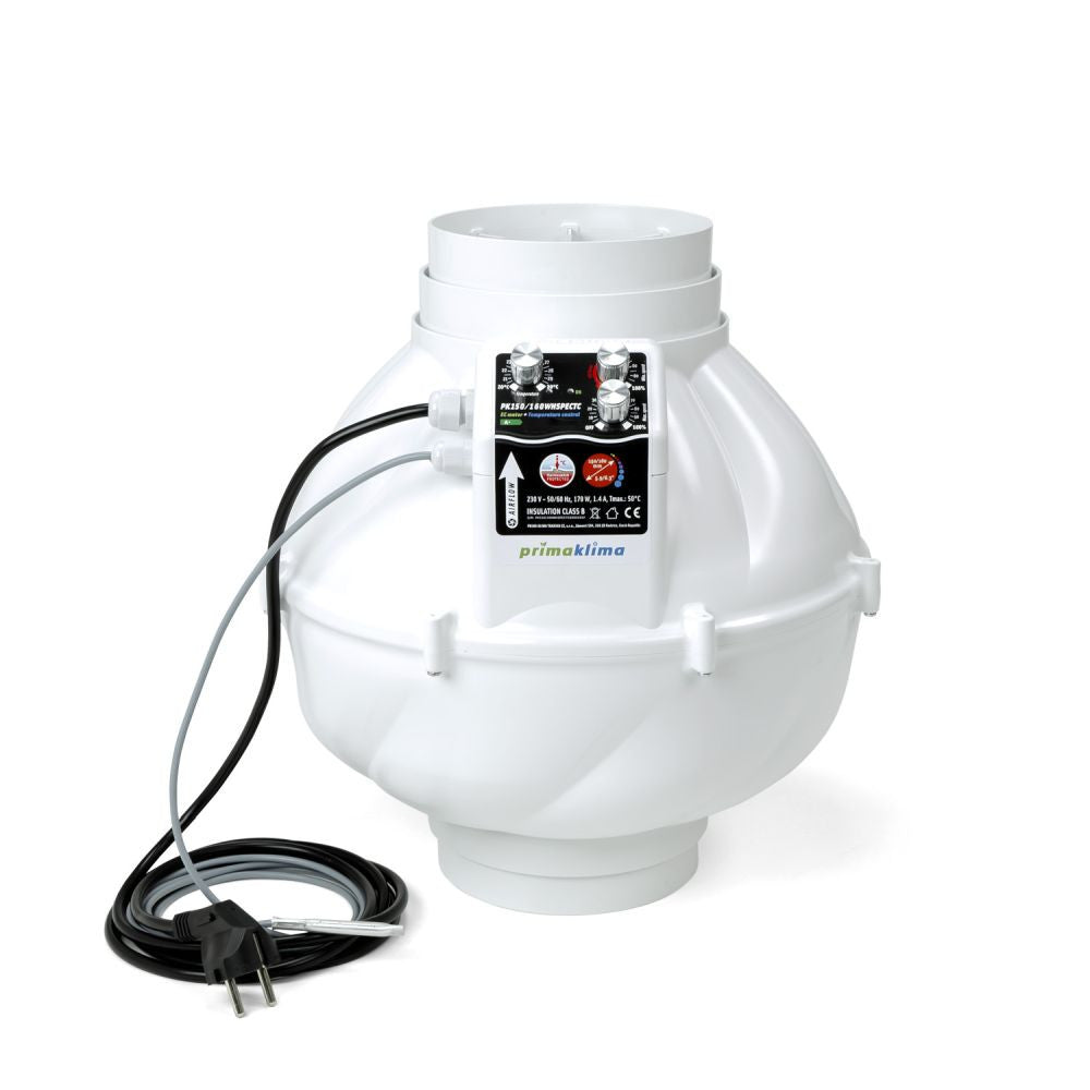 Prima Klima Rohrventilator Whisperblower EC-TC 150-160 mm - 950 m3/Std, EC Motor + Temperatur geregelt - Growshop360