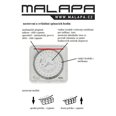 MALAPA EH12 - mechanische Wochenzeitschaltuhr (DIN/Schiene/Montageloch) - Growshop360