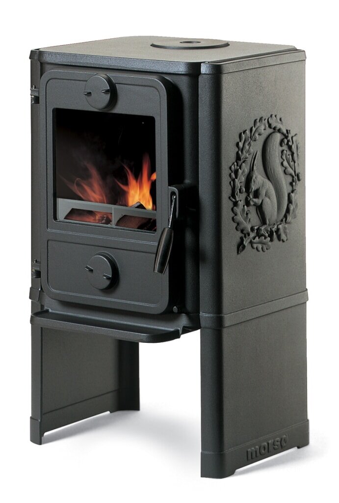 Morsø 1442 Konvektionsofen 5,3 kW – glatte Optik, Eichhörnchen-Motiv